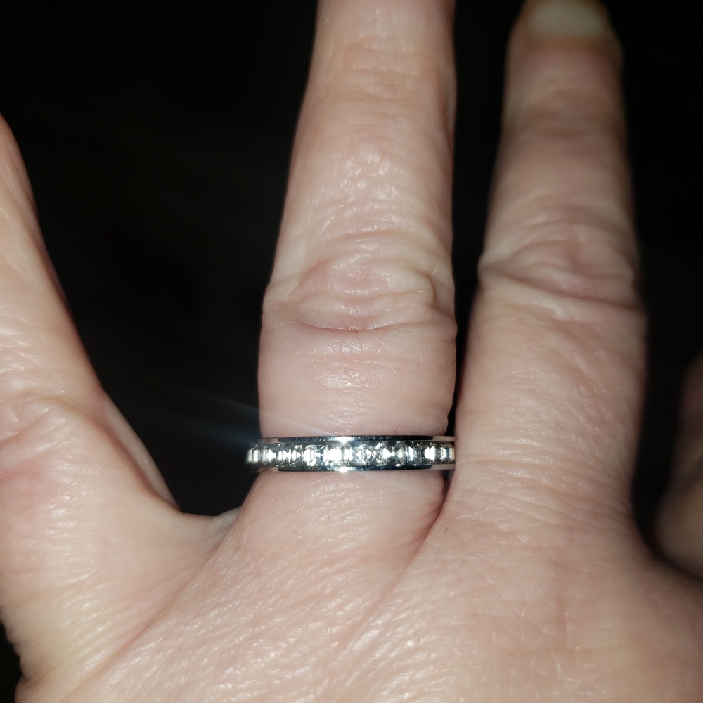 Sterling Silver Clear CZ Eternity Band - Women's Silver Ring